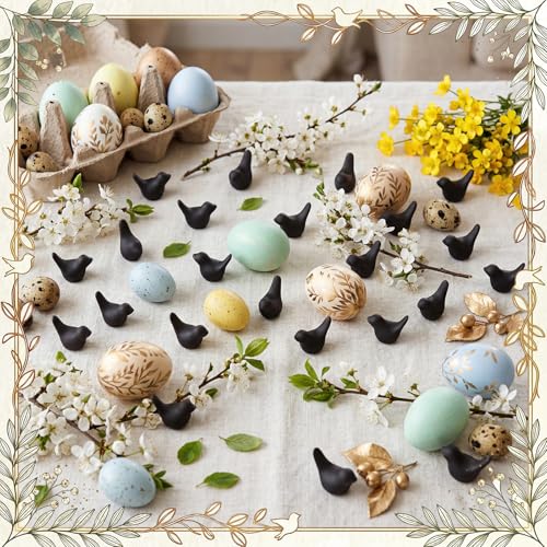 Figuritas negras de pájaros miniatura de resina, 100 pcs miniatura 5