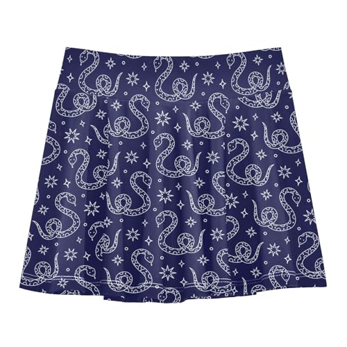 Girls Skorts High Waist Athletic Skirts with Shorts Snake Star Stretchy Teens Performance Tennis