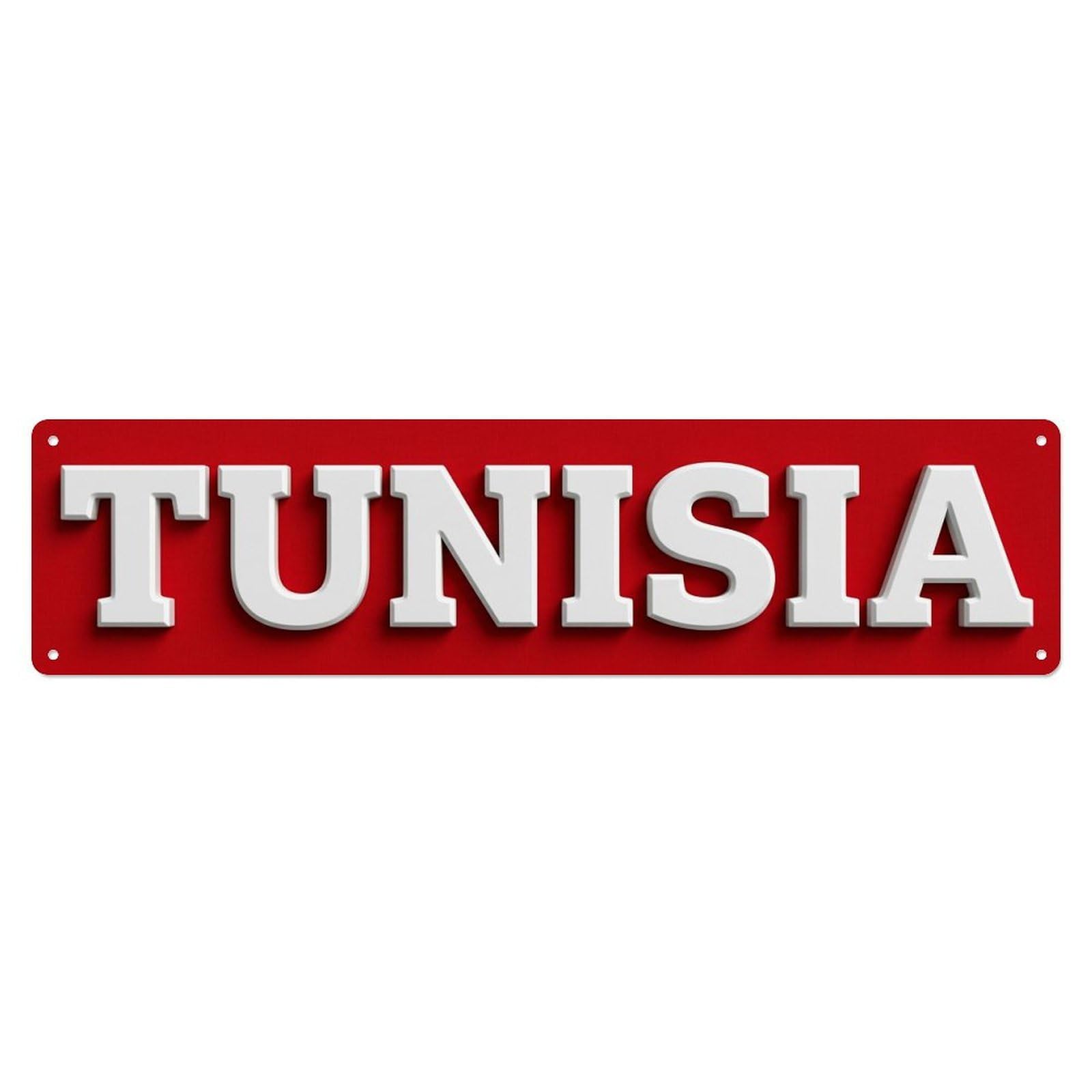 Vintage Tunisia Flag Pattern Metal Tin Sign