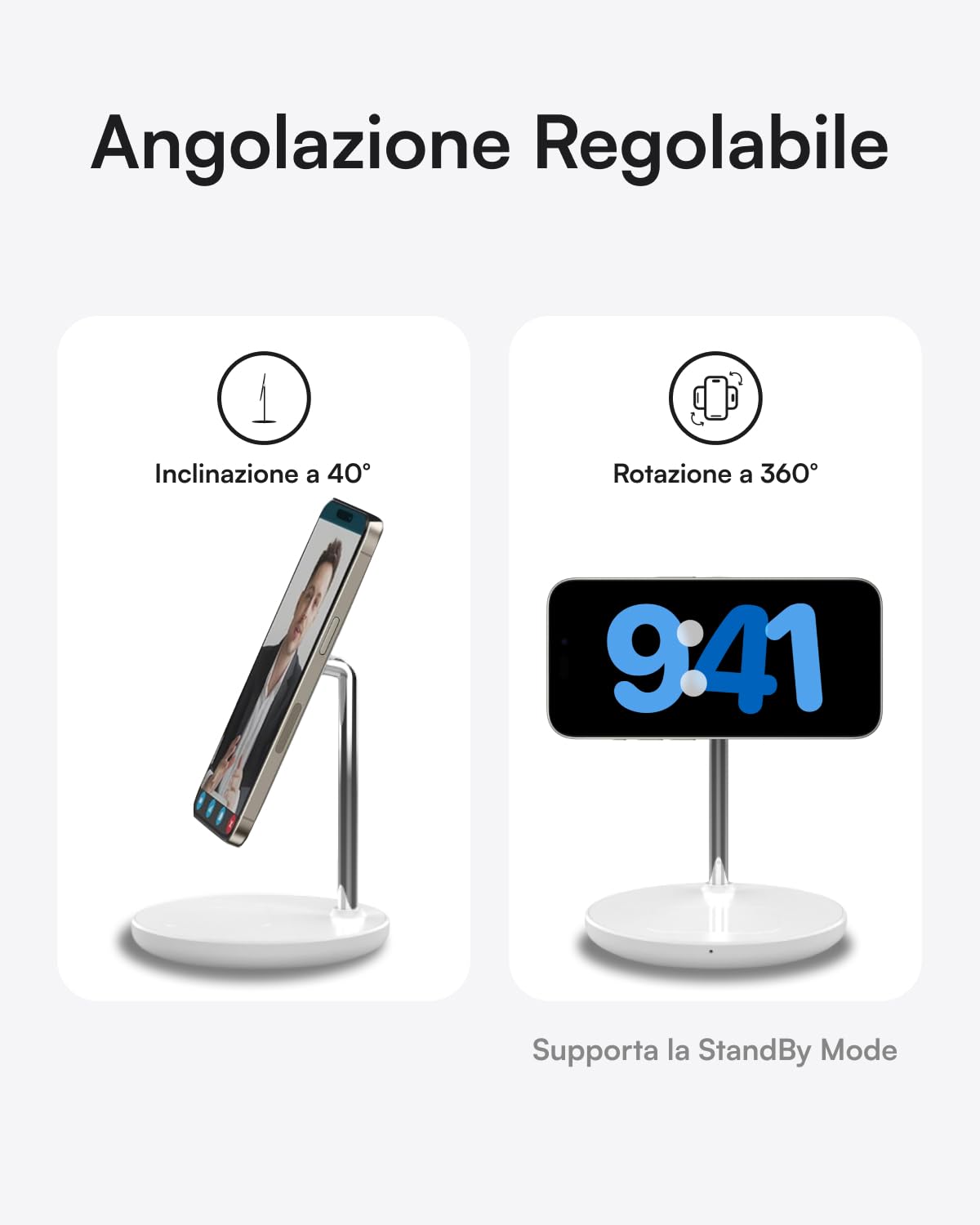 Volta Caricatore MagSafe 2 in 1, Stand MagSafe per iPhone e AirPods, Caricatore Wireless Magnetico Compatibile con iPhone 16/15/14/13/12 Serie, AirPods Pro