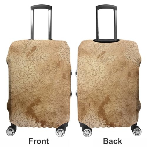 Golden Floral Design Luggage Covers Tsa Approved Suitcase Cover Elastic Washable Luggage Sleeve Carry on Cover Protector Anti-Scratch Suitcase Protector Fits 19-30 Inch Case(XL)3