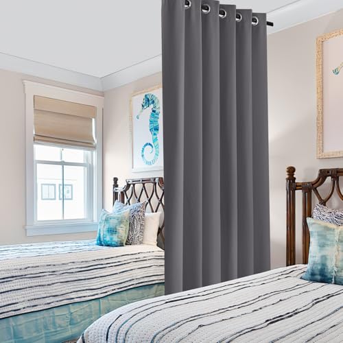 PONY DANCE Extra Long Blackout Curtain - Grey Eyelet Thermal Curtain for Living Room Decoration Bedroom Hotel Room Divider Drapery for Energy Saving, 1 Panel, 80 x 84 Inch (W x D), Grey - Image 3
