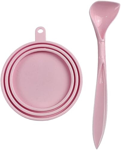 SKYPIA Juego de fundas para latas de comida para perros (1 cubierta de lata y 1 cuchara), fundas para tapas de latas y cuchara para latas de