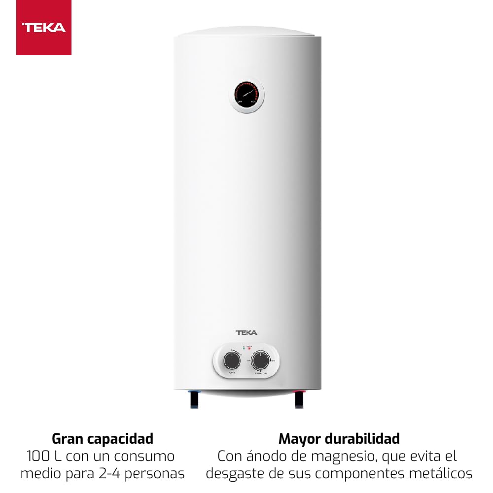 TEKA Termo Eléctrico 73 L, Instalación Vertical/Horizontal, Resistencia Envainada, Tanque Acero Esmaltado, Protección Sobrecalentamiento, EWH 80 DHH