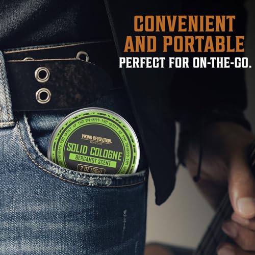 Image of Viking Revolution Bergamot Solid Cologne for Men - 2 Oz Balm Cologne Travel Wax (1 pack, Bergamot)