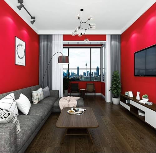 Image of WALLMATE Red Peel and Stick Wallpaper Self-Adhesive Removable Wallpaper Thicken Waterproof Wallpaper for Kitchen Countertop Cabinet (2 Feet by 7 Feet-Pack of 2, Matte Red Wallpaper)
