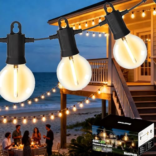 HOMECHOOSE 45M LED Outdoor String Lights - 73 Shatterproof G40 Bulbs,...