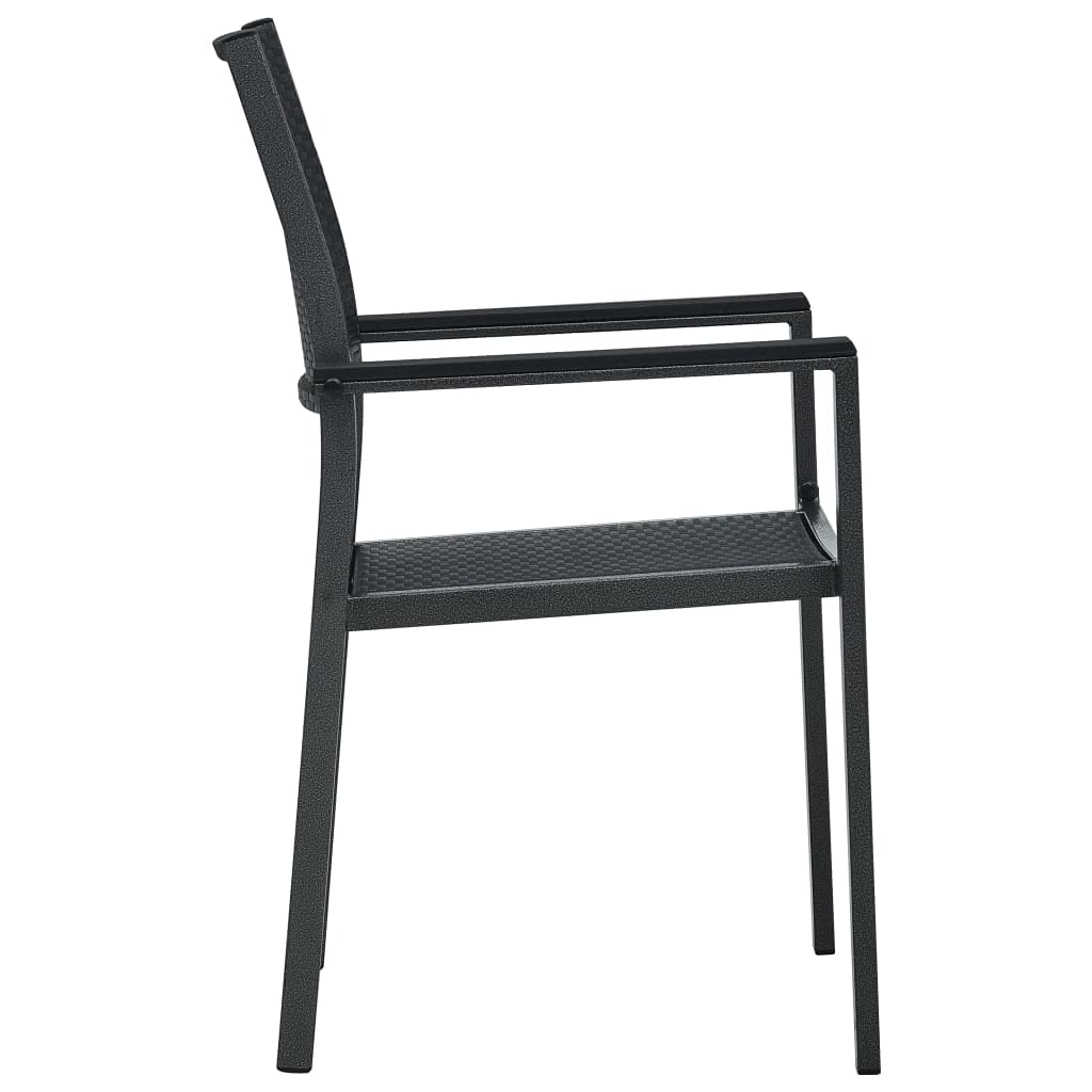 Plastikowe krzesła ogrodowe 4 szt czarne stylizowane na rattan z ramą stalową na taras i patio