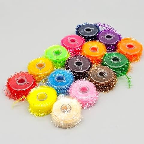 Raprance 15pcs Fly Fishing Tinsel Chenille Crystal Flash Line Nymphal Bugs Scud Making Fly Tying Materials Cover