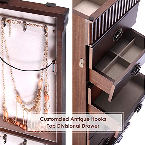 Giantex Standing Jewelry Armoire Storage Chest with 7 Drawers