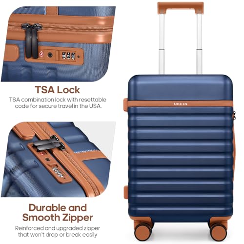 Image of UKEIN Luggage Sets 5 Piece, Carry On Luggage 20In With Spinner Wheels, Hardside Suitcase Set with TSA Lock,Durable Large Suitcase With Travel Backpack for Men-20 /24 /28in (Blue, 5 piece set)