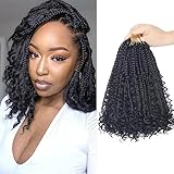 Goddess Box Braids Crochet Hair With Curly Ends 8 Inch Bohomian Box Braids Crochet Braids 8 Packs 3X Crochet Braids Synthetic Braiding Hair Extension for Black Women (8 Inch (Pack of 8), 1B)…