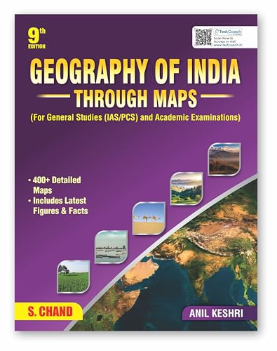 Image of Geography of India : Through Maps (English) | For General Studies Academic, UPSC IAS & State PCS Civil Services Exams 2025 (Prelims + Mains) | 400+ Maps | Figures & Facts | 9th Edition | S Chand Book