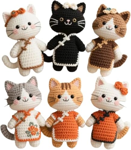 Amazon.co.jp: WNRJ 6 点セット 手編み DIY キット 猫 キーホルダー