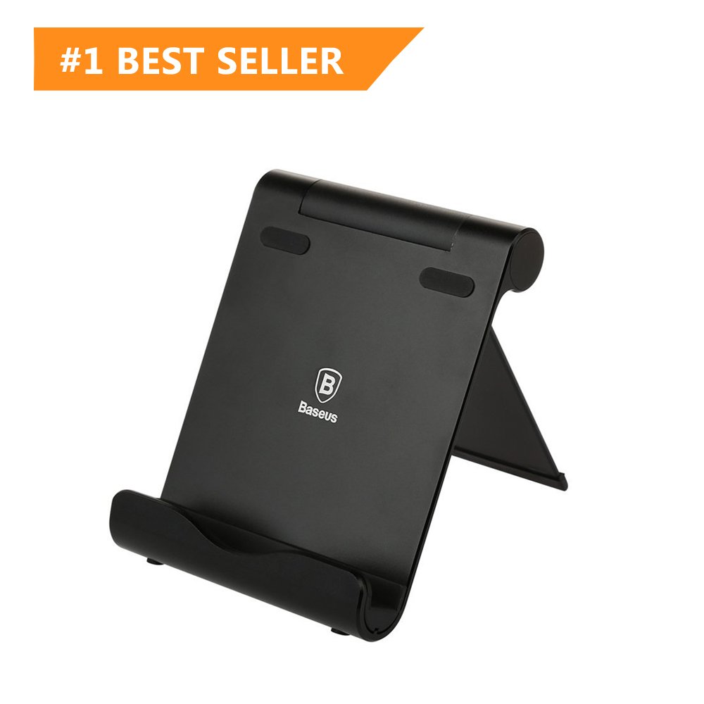 Adjustable Smart Phone Stand, StrongFirst Multi-angle Aluminum Tablets Stand Compatible with iphone, ipad, Kinddle, Samsung Galaxy, HTC, Nexus and (7-11 Inch) Tablets (Gold) (black holder)