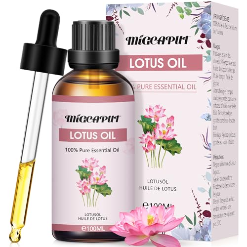 MIGCAPUT Aceite Esencial de Loto 100ML, 100% Natural Aceites Esenciales de Aromaterapia para Humidificador Difusor, SPA, Masaje, Dormir, Jabón Artesanal