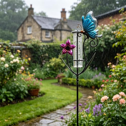 Pluviomètre de jardin papillon : jauge de pluie décorative extérieure précise - 3