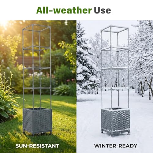 Image of Tomato Planter Box with Trellis 56.7 inch, Tomato Garden Bed with Planters Cage
