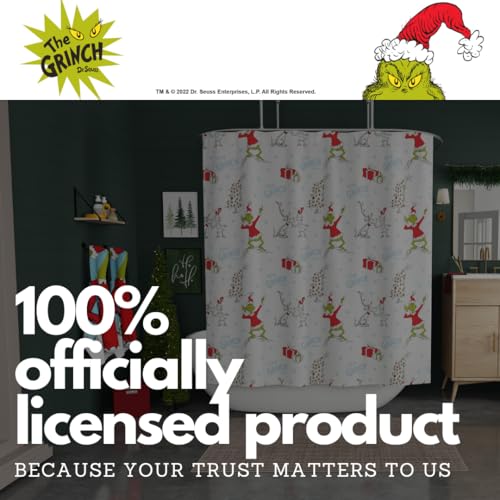 Image of Grinch Holiday Christmas Bath Microfiber Shower Curtain, 72x72, (Officially Licensed Product) by Franco