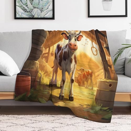Couverture plaid de lit vache en flannel douce 150x200cm pour toutes saisons