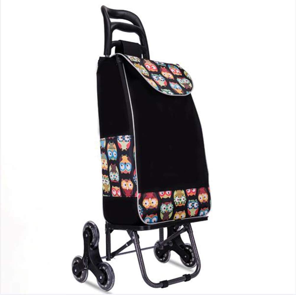 DCYEQRQ Shopping Trolley on Wheels Folding Shopping Cart Grocery Utility Lightweight Trolley Stair Climbing Cart with Rolling Swivel Wheels and Removable Waterproof Canvas Bag