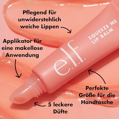 e.l.f. Squeeze Me Lip Balm, feuchtigkeitsspendender Lippenbalsam für einen Hauch von Farbe, mit Hyaluronsäure, Vegan & Tierversuchsfrei, Strawberry