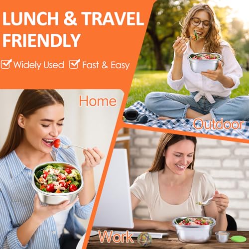 Image of 2-Piece Stainless Steel Salad Bowl Set, 1 Bowl (50 oz) & 1 Dressing Cup