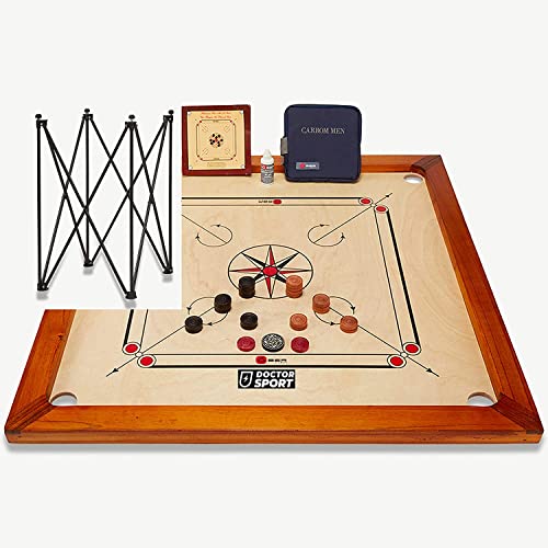 Carrom - Tagliere ufficiale Carrom, realizzato in India, dischi di legno - Striker - 74 x 74 cm