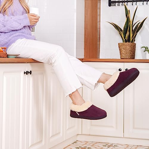 EverFoams Women's Bootie Slippers Faux Fur Ladies Bedroom House Shoes with Memory Foam and Indoor Outdoor Rubber Sole2