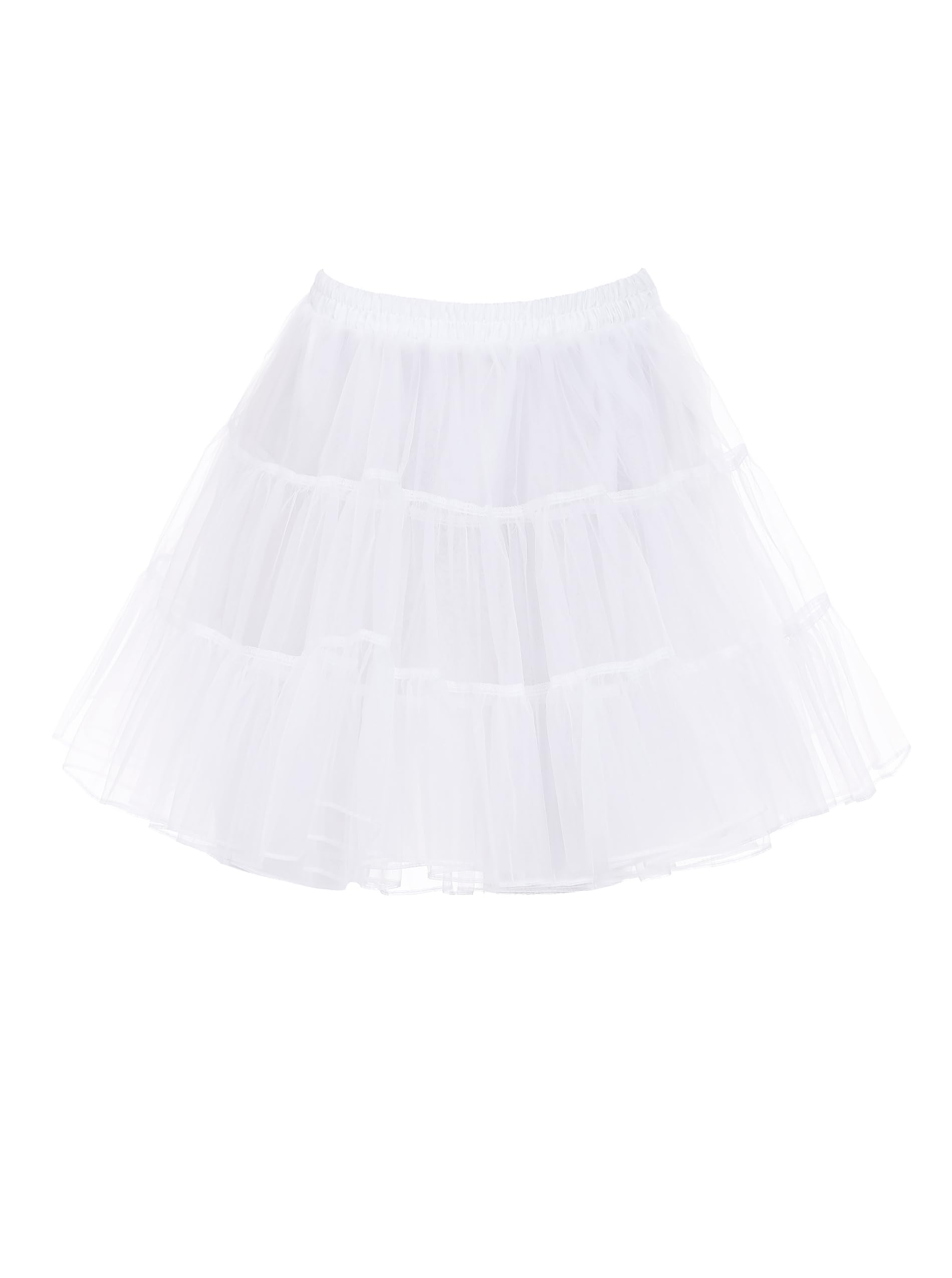 Wikoan Damen Petticoat Tüllrock Kurz Unterrock Reifrock Underskirt Crinoline für 1950er Rockabilly Petticoat Kleid Abend Brautkleid S-XXL