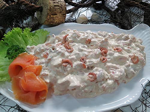 GreetFish Nordischer Krabbensalt, Nordseekrabben, geräucherter Lachs, hausgemachtes Dressing, 1000g