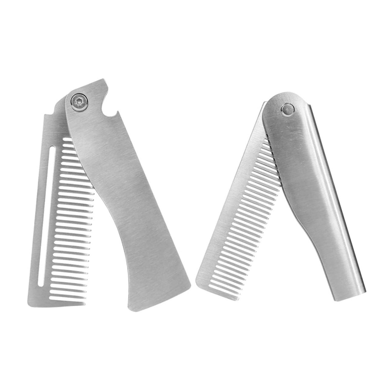 SOESFOUFU Beard Brush for Men Kit 2pcs Folding Combs Portable Hair Styling Tool for Beard Mustache and Hair Stainless Steel Pocket Comb