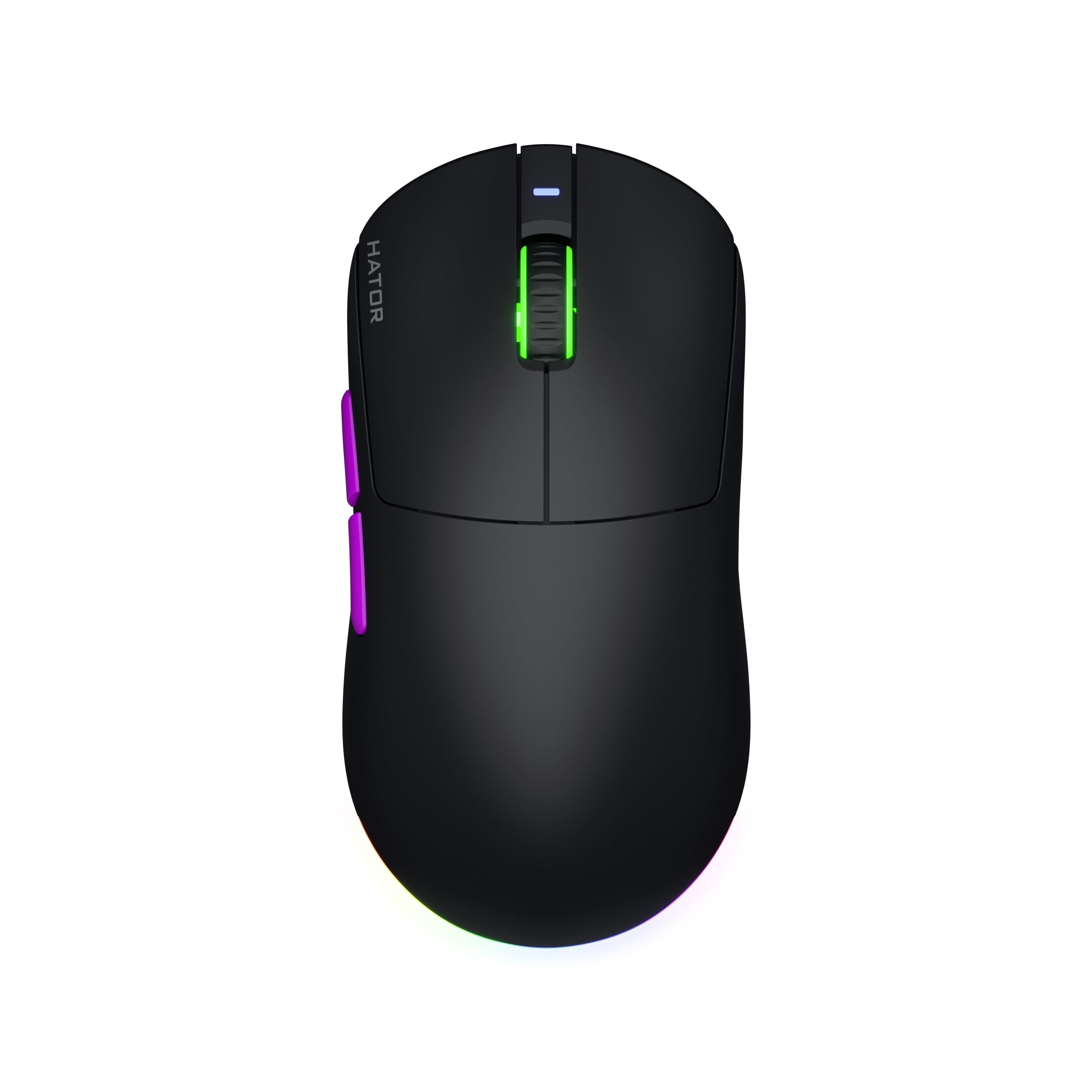 HATOR Quasar 3 Ultra 8K Wireless Ratón Gaming inalámbrico, 65g Ultraligero, PixArt PAW3950, 30000 dpi, Optical Switches 100M, 8000Hz, 2.4GHz/Bluetooth 5.4/USB-C, PTFE Skates, RGB, PC/Mac (Negro)