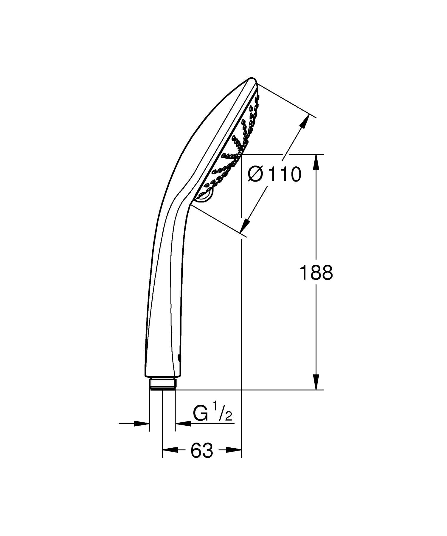 GROHE Vitalio Joy 110 - Alcachofa/Teleducha 11 cm (3 chorros, sistema antical, montaje universal, limitador caudal 9,5 l/min), Cromo, 27319000"
