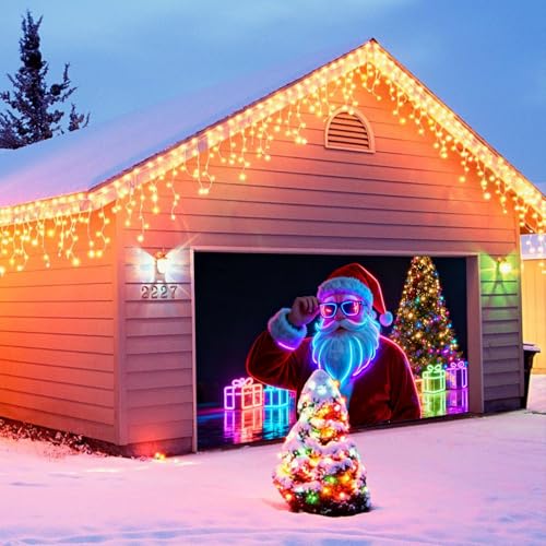 Housse de garage Noël fluorescente avec effets LED scintillants Style A - 2