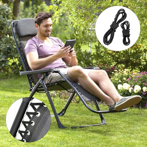 4 Stück Elastische Schnur für Sonnenliege, 2x2.2 m + 2x1.4 m Ersatzkordeln für Zero Gravity Chair, Universal Gummischnur für Relax-Liegestuhl, Gartenstuhl Elastikschnüre Ersatzteile für Gartenliegen