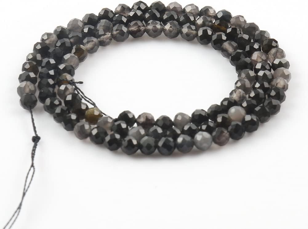 Song Xi 180pcs 2mm Natural Obsidian Gemstone Beads Faceted Round Loose Stone Beads for Jewelry Making - Image 3