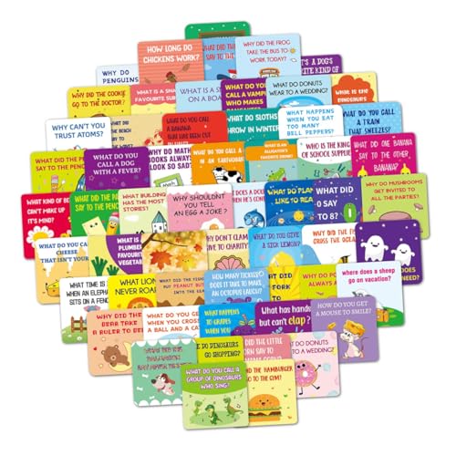 TEHAUX 60 Stück Kinderspielkarten aus Karton mit Kleiner Witzkarten in Verschiedenen Farben zum Spielen für Lunchboxen von Kindern