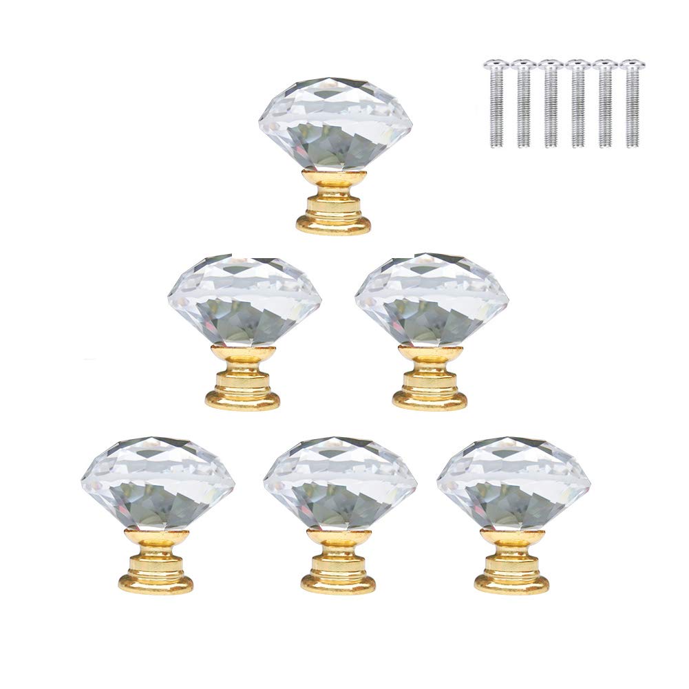 Boutons de porte en verre 30 mm transparents et robustes pour placard chic
