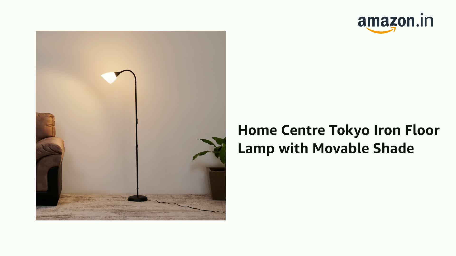 Home Centre Tokyo Iron LED Floor Lamp with Movable Shade, Black