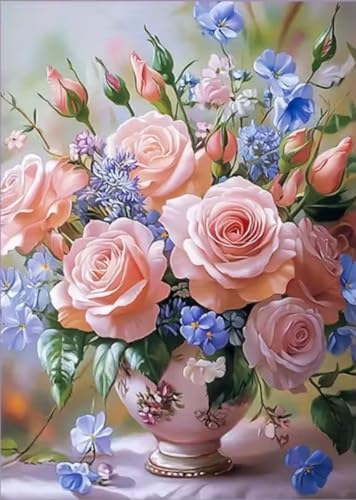 Image of Flowers Stamped Cross Stitch Kits Cross Stitch Patterns,Dimensions Cross Stitch Kits Embroidery Kit Arts and Crafts for Beginners 11.8x15.7 inch