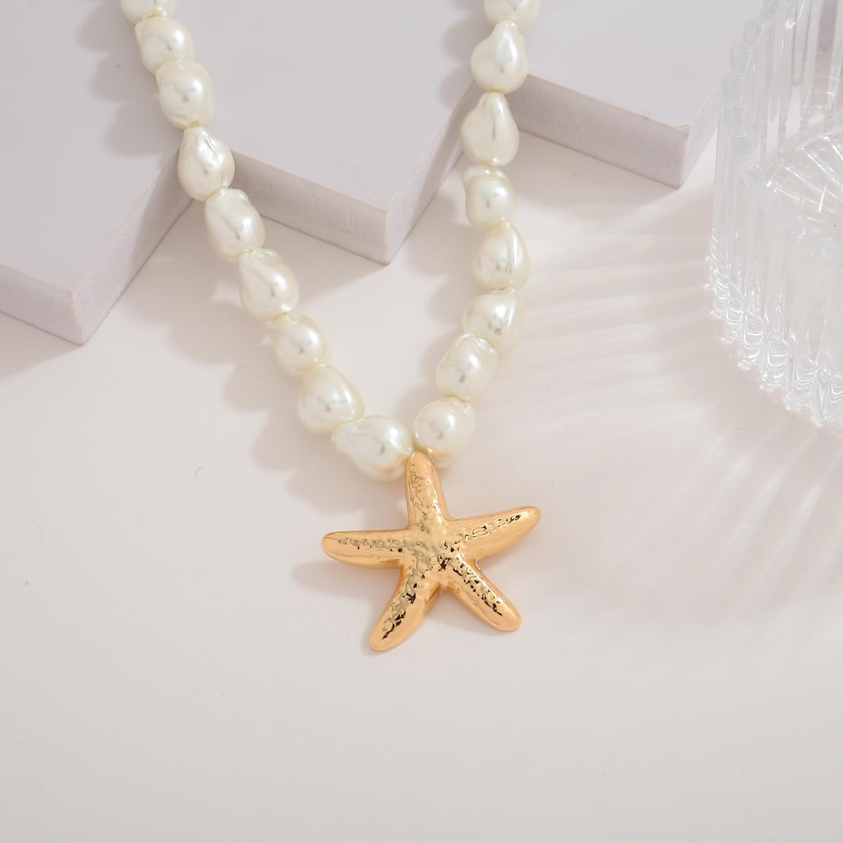 Delicate Starfish Pendant Necklace, Gold and Silver Tone Twisted Chain Beach Jewelry for Women - Summer Ocean Inspired Adjustable Necklace - Image 6