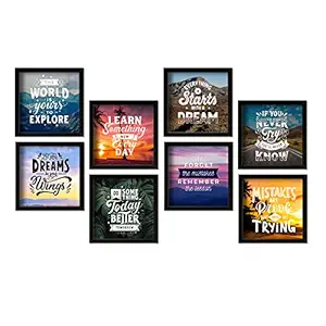 PAPER PLANE DESIGN Framed Motivational Poster Set of 8 for the Living Room, Stairs, Office. (A)