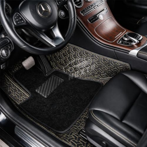 Image of NEXTA 8D Custom Floor Mats for BMW 730 Model (2007-2015 Full Coverage All Weather, All Season Black and Gold