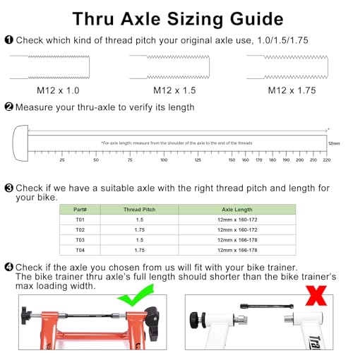 12mm Thru Axles For Bike Trainers M12 X 1.5/1.75 Thru