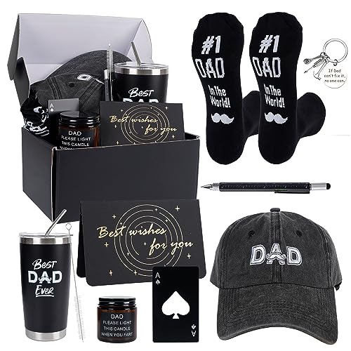 Kolewo4ever-9-Pieces-Dad-Gift-Set-Best-Dad-Gifts-Christmas-Gifts-For-Dad-Men-with-Tumbler-Mens-Socks-Mens-Baseball-Cap-Dad-Key-Chain-Card-for-Men-Father-Papa-Gifts-from-Son-Daughter-Kids