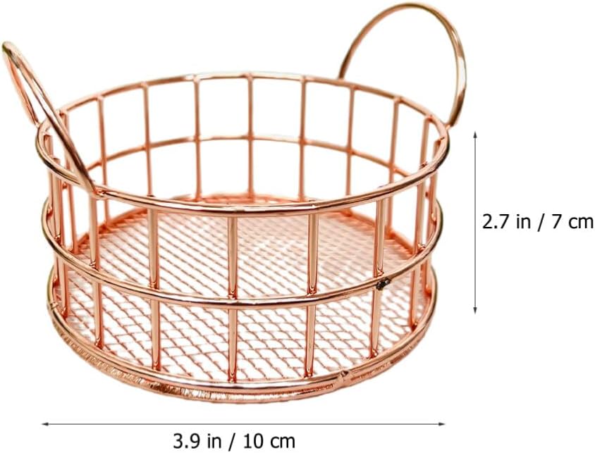 5pcs Metal Art Round Storage Baskets Versatile Tabletop Organizer for Makeup Toiletries and More Stylish Wire Baskets for Home Decor and Organization