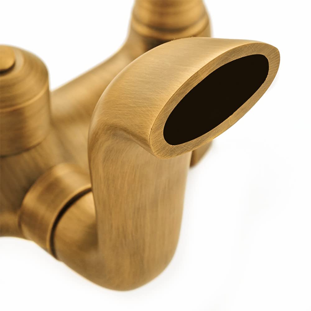 Grifería de ducha retro antigua, diseño vintage, con forma de teléfono, grifos de bañera, caño giratorio de 360°, con ducha de mano, grifo de ducha de doble mango para el baño