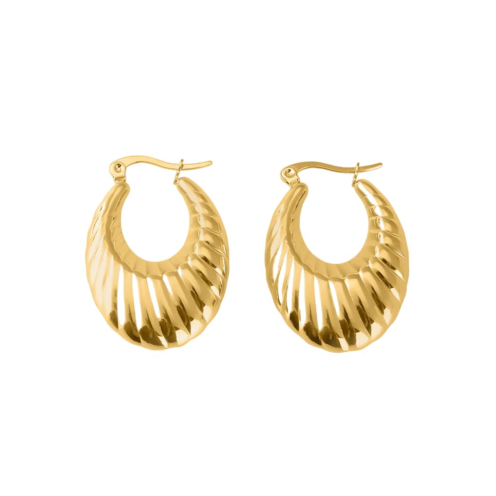 Swirl Hoop Earrings - Anti-Tarnish, Hypoallergenic, Safe for Sensitive Ears, Fashion Danglers, Lightweight, Durable Jewelry for Women, Ryra & Co. (B0DDGFC9L8) Amazon Price History, Amazon Price Tracker