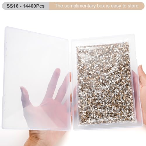 Image of Flatback Rhinestones Bulk, 14400PCS Gold Shadow Rhinestones for Clothes DIY Decoration Crafts, Gold Shadow, SS16, 3.8-4.0mm